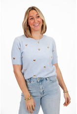 21Jewelz Truitje met korte mouwen & gouden hartjes studs - lichtblauw