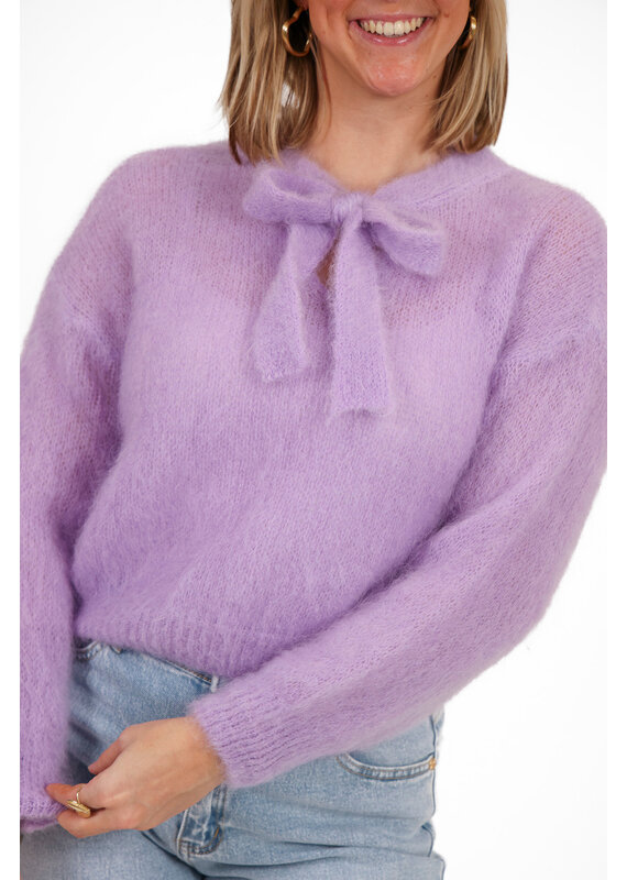 21Jewelz Wollige trui met strik - lila