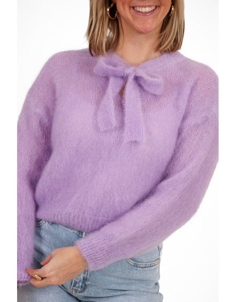 21Jewelz Wollige trui met strik - lila