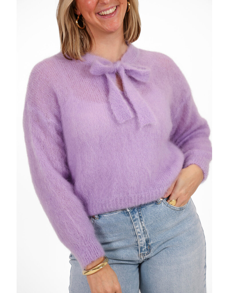 21Jewelz Wollige trui met strik - lila