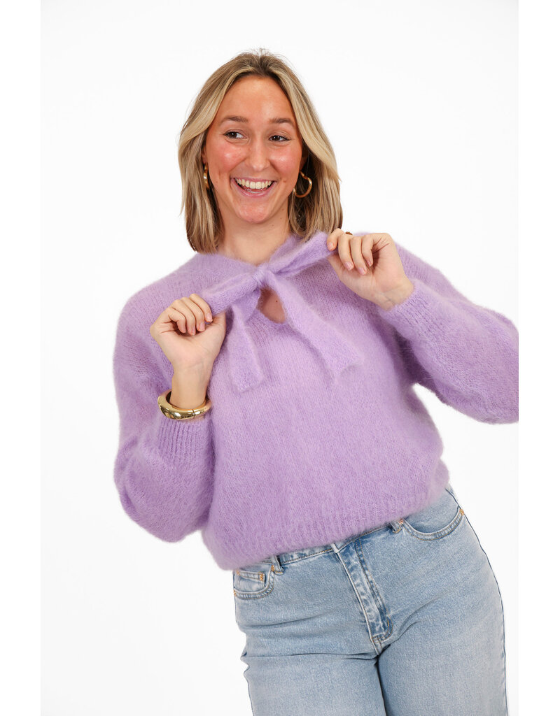21Jewelz Wollige trui met strik - lila