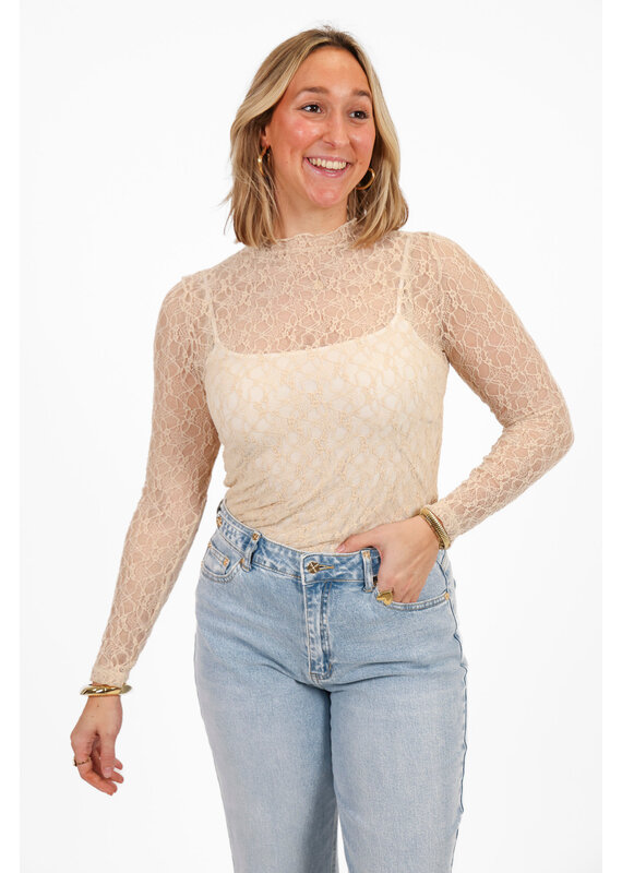 21Jewelz Basic kanten top - beige