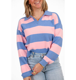 21Jewelz Gestreepte trui met polokraagje - roze/blauw