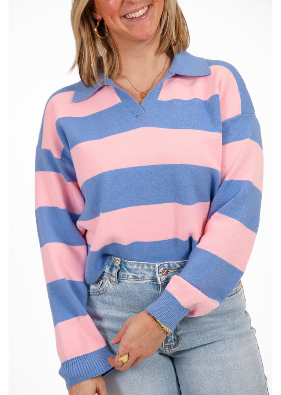 21Jewelz Gestreepte trui met polokraagje - roze/blauw