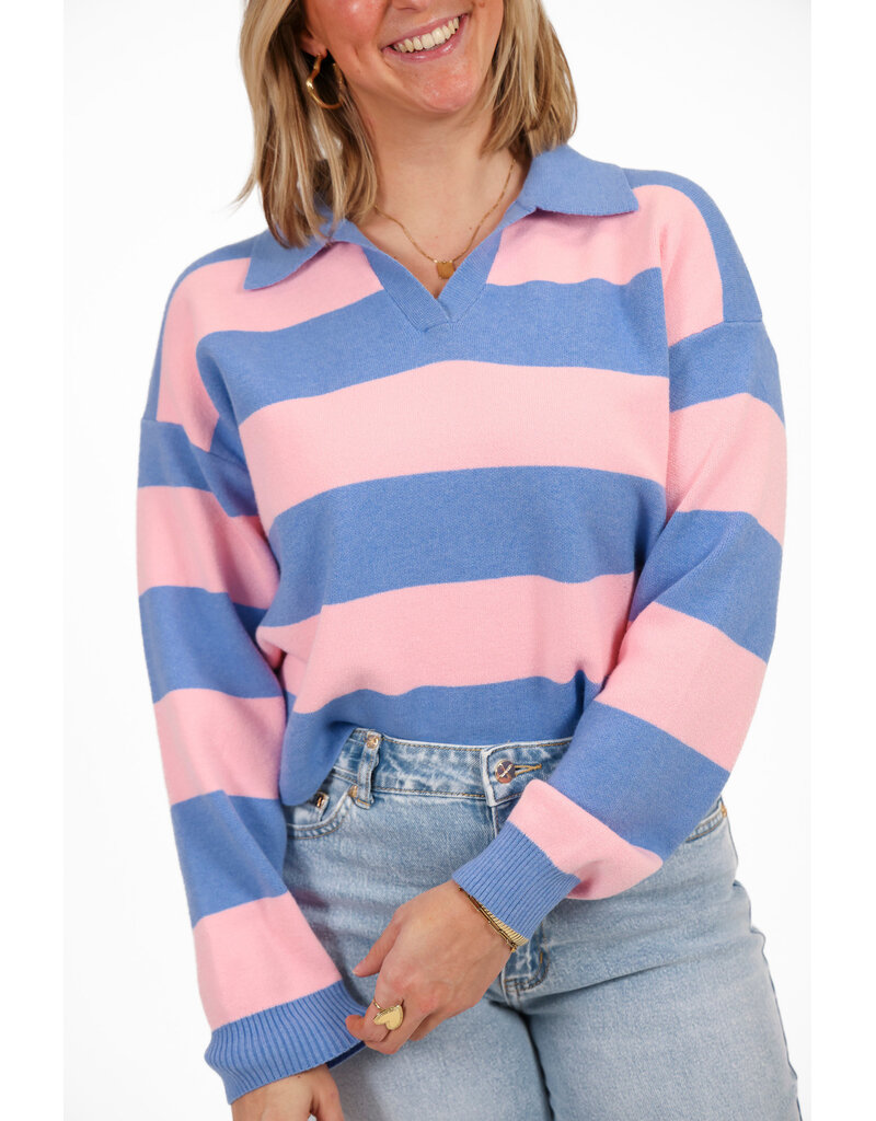21Jewelz Gestreepte trui met polokraagje - roze/blauw