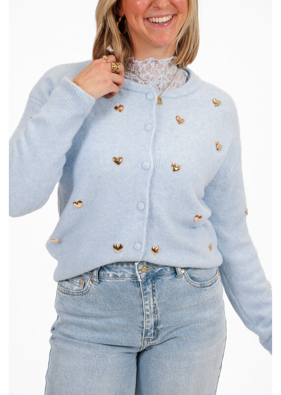 21Jewelz Vest met gouden studs hartjes - blauw