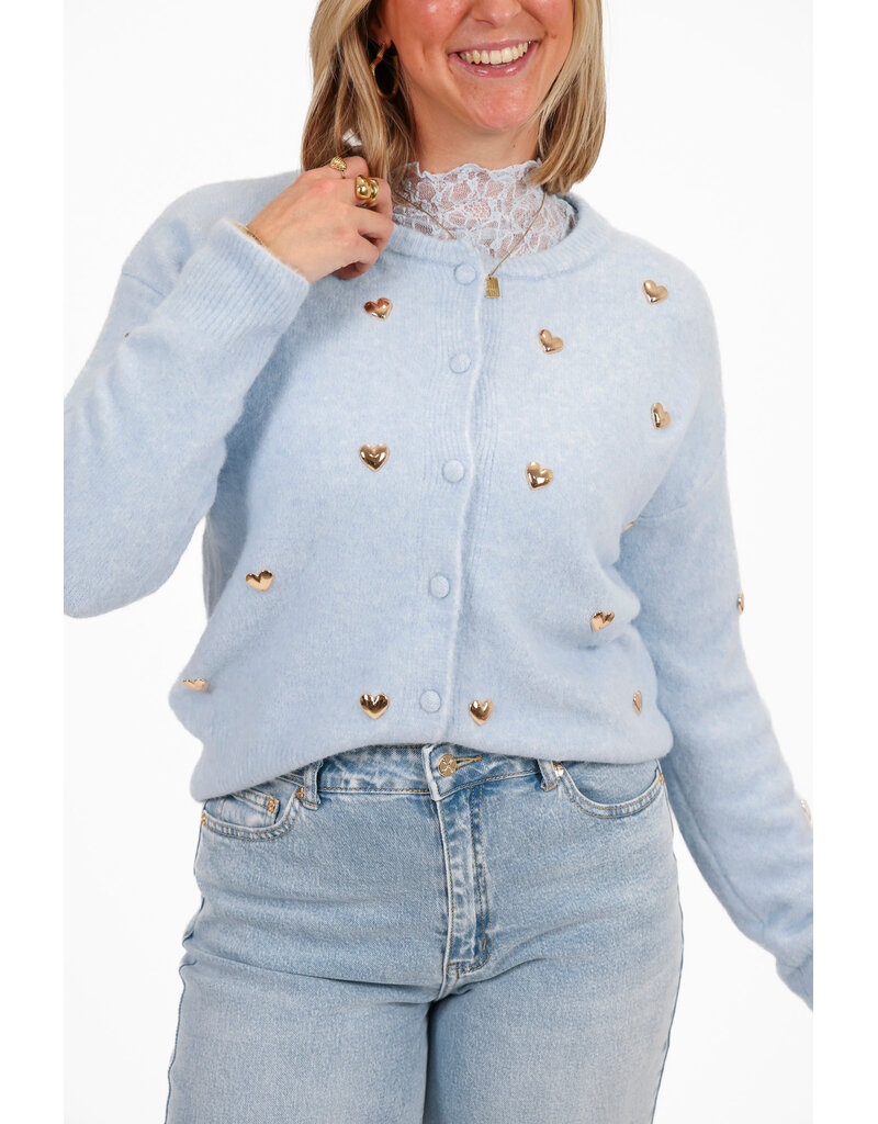 21Jewelz Vest met gouden studs hartjes - blauw