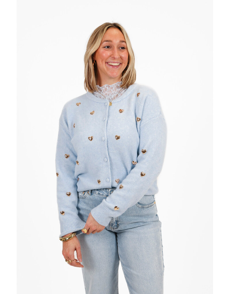 21Jewelz Vest met gouden studs hartjes - blauw