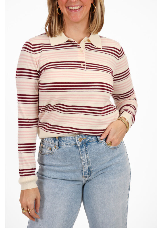 21Jewelz Gestreepte trui met kraagje - ecru/roze