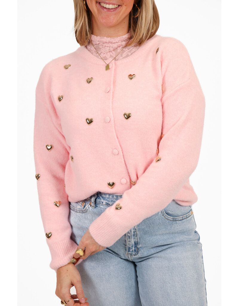 21Jewelz Vest met gouden studs hartjes - roze