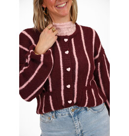 21Jewelz Gestreept vestje met hartjes knopen - bordeaux/roze