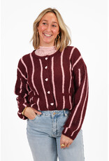 21Jewelz Gestreept vestje met hartjes knopen - bordeaux/roze