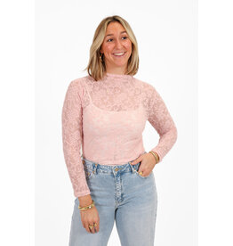 21Jewelz Aansluitende kanten top met bloemenstructuur - roze