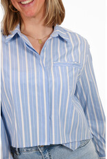 21Jewelz Korte blouse met zakje - blauw/wit gestreept
