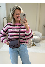 21Jewelz Gebreide gestreepte trui - bordeaux/roze/ecru