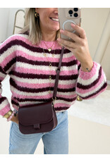 21Jewelz Gebreide gestreepte trui - bordeaux/roze/ecru