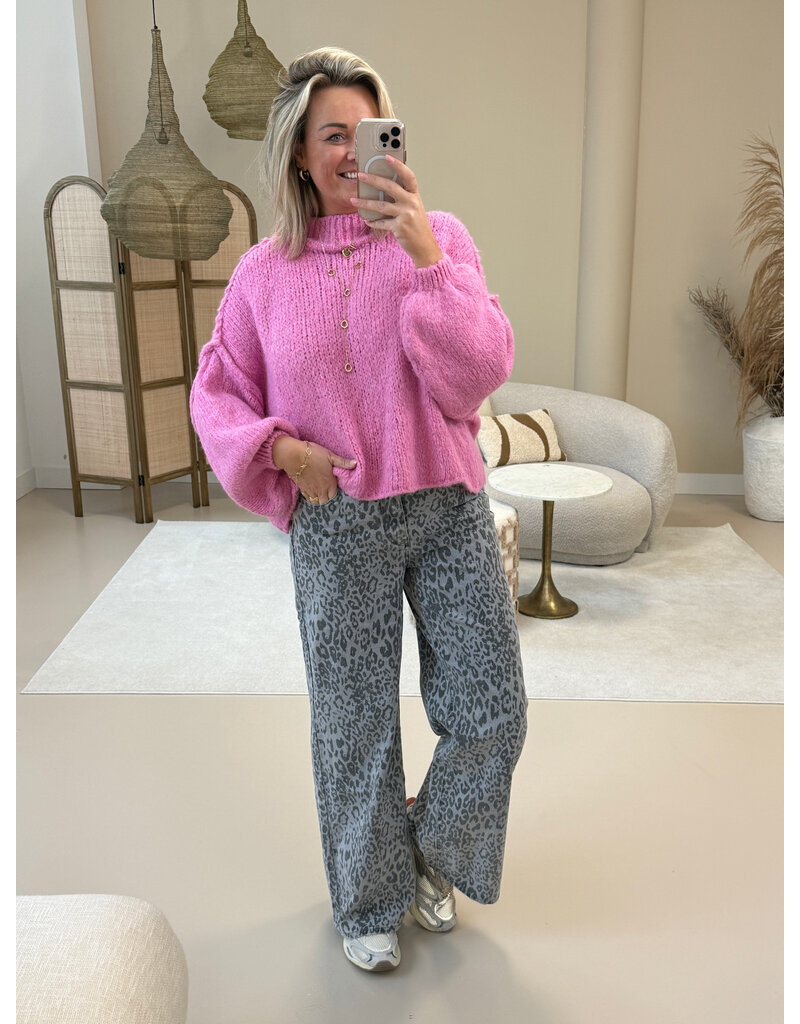 21Jewelz Panterprint wide leg jeans - donkergrijs