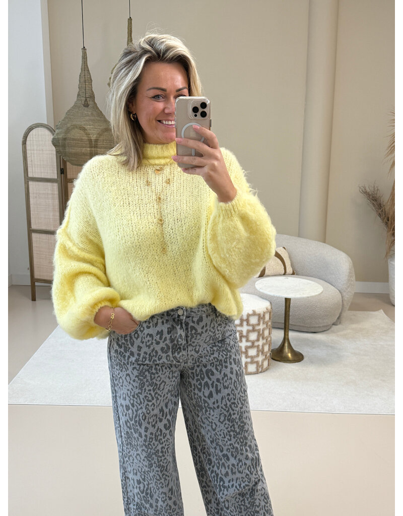 21Jewelz Gebreide trui met opstaande kraag - geel