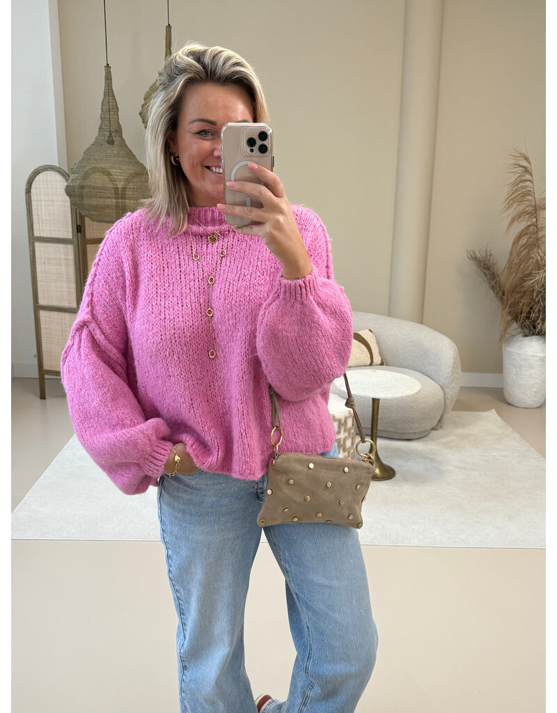 21Jewelz Gebreide trui met opstaande kraag - roze