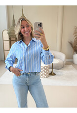 21Jewelz Korte blouse met zakje - blauw/wit gestreept