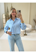 21Jewelz Korte blouse met zakje - blauw/wit gestreept