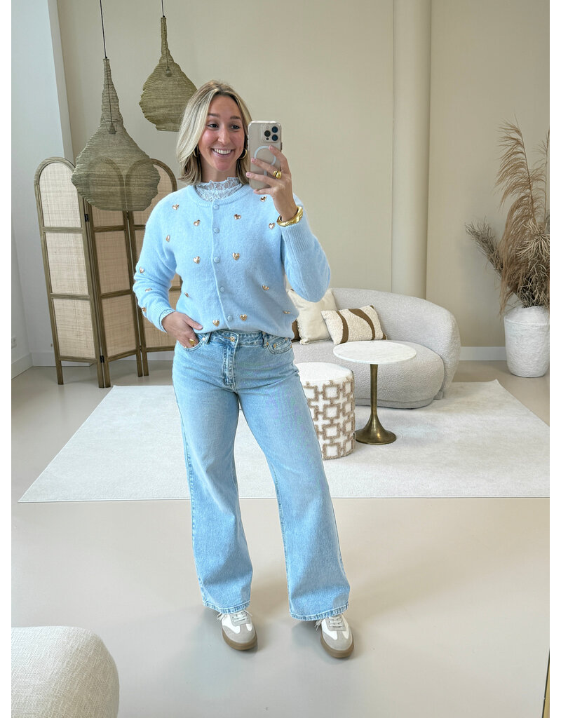 21Jewelz Vest met gouden studs hartjes - blauw