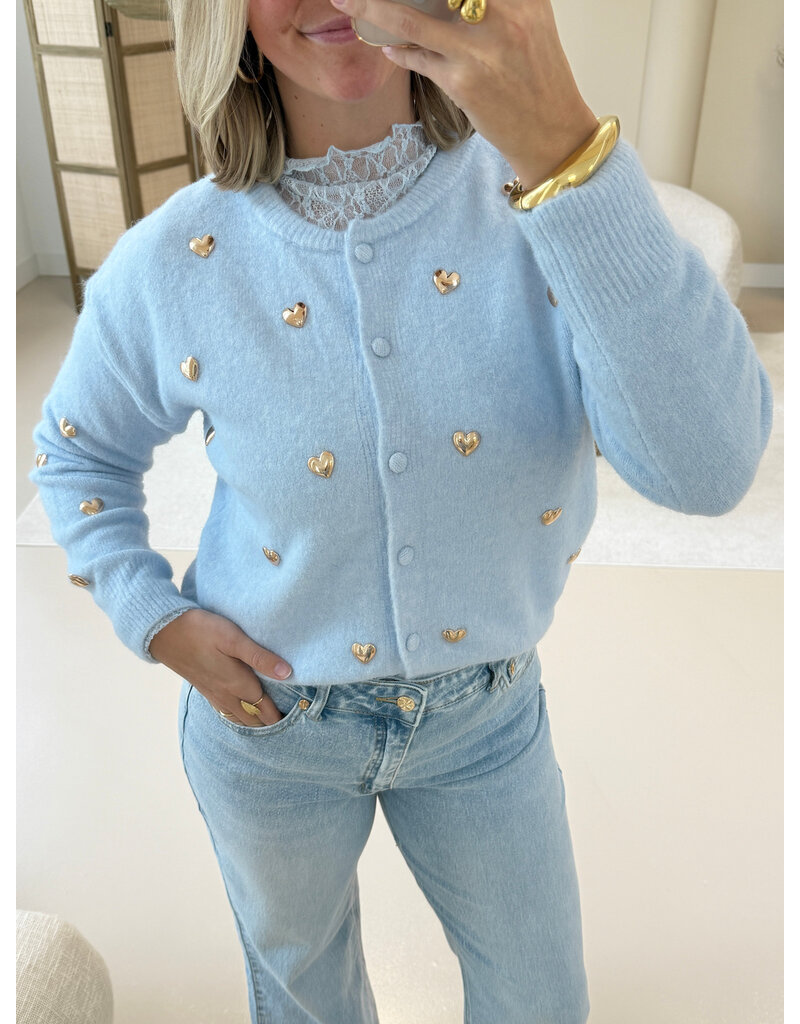 21Jewelz Vest met gouden studs hartjes - blauw