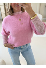 21Jewelz Basic wollige trui met korte mouwen - roze