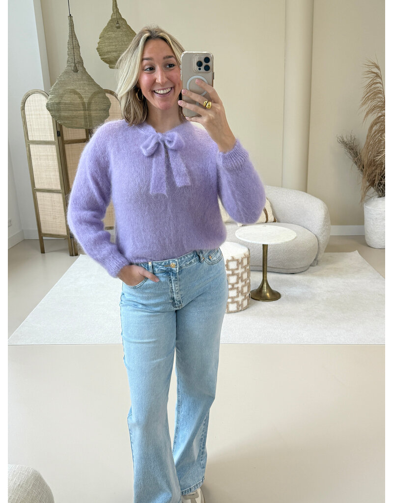 21Jewelz Wollige trui met strik - lila