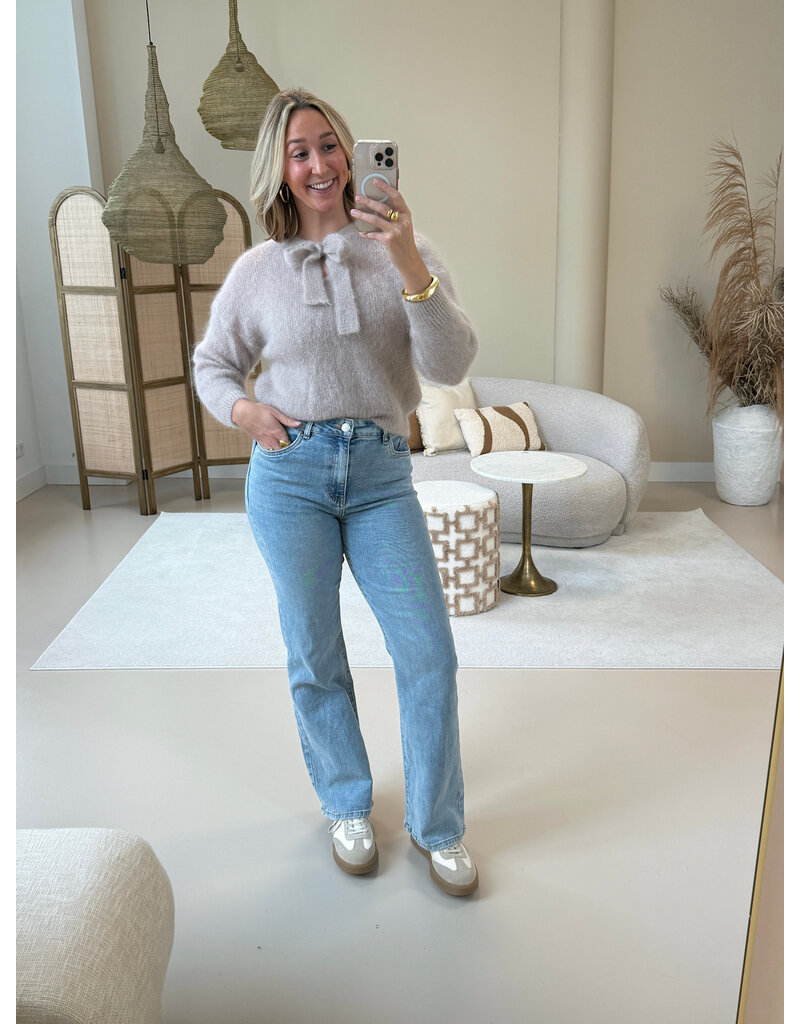 21Jewelz Wollige trui met strik - beige