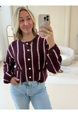 21Jewelz Gestreept vestje met hartjes knopen - bordeaux/roze