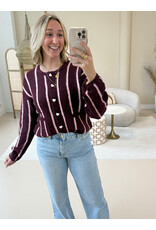 21Jewelz Gestreept vestje met hartjes knopen - bordeaux/roze