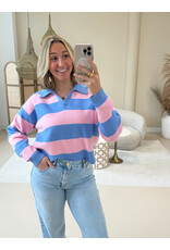 21Jewelz Gestreepte trui met polokraagje - roze/blauw