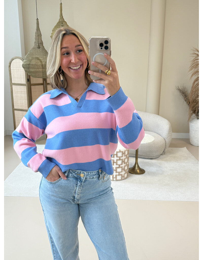 21Jewelz Gestreepte trui met polokraagje - roze/blauw