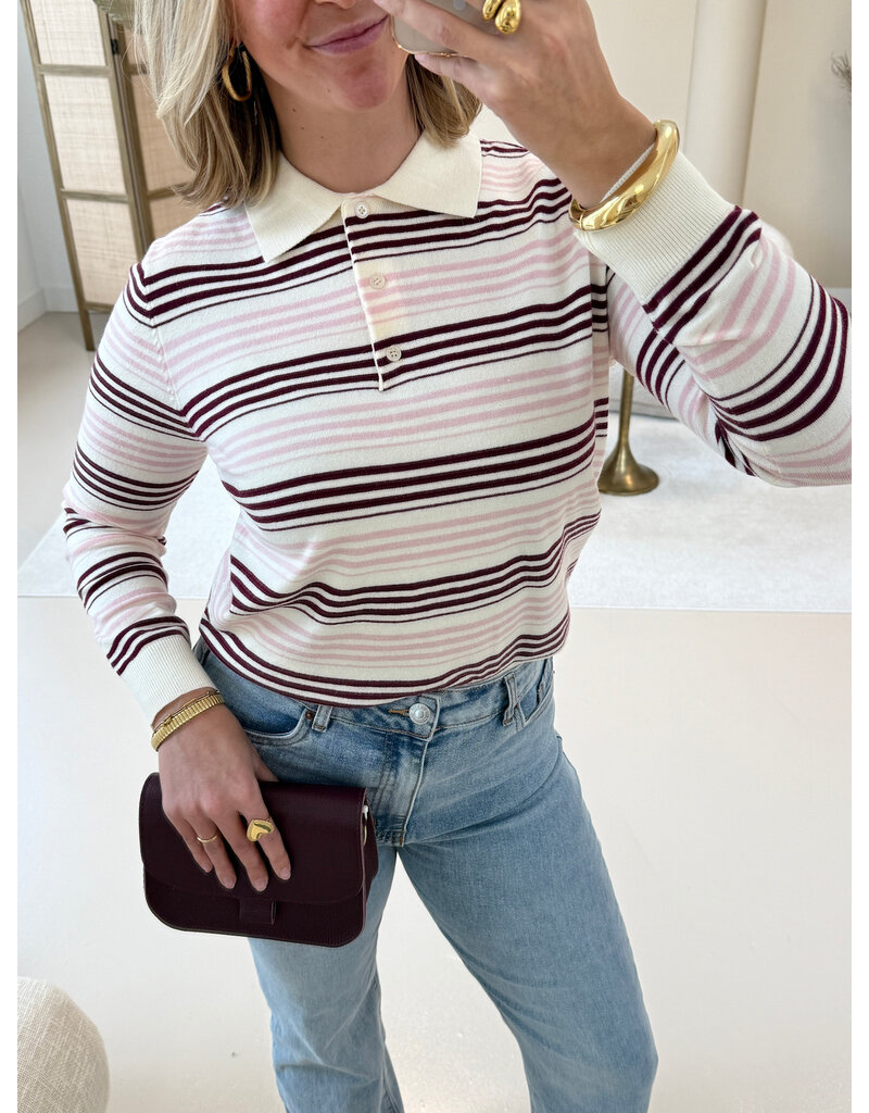 21Jewelz Gestreepte trui met kraagje - ecru/roze