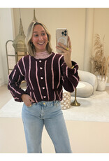 21Jewelz Gestreept vestje met hartjes knopen - bordeaux/roze