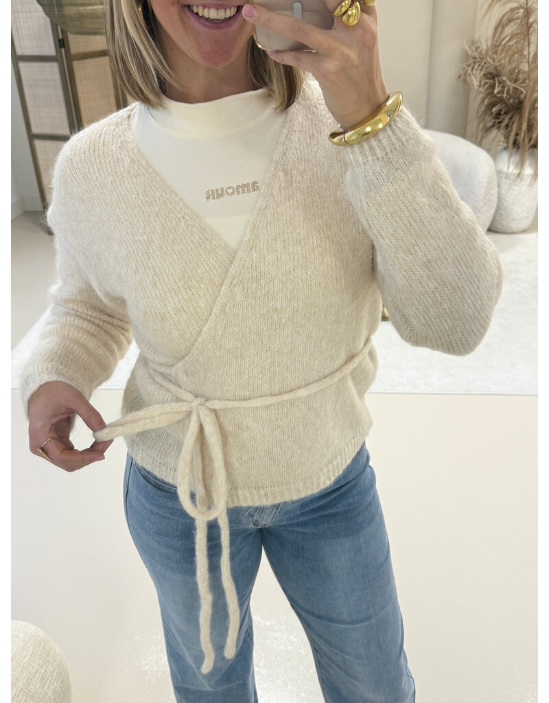 Wikkel trui - ecru