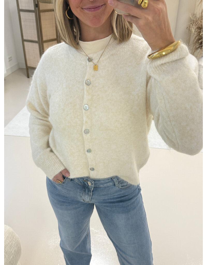 21Jewelz Cozy basic vestje met knopen - ecru