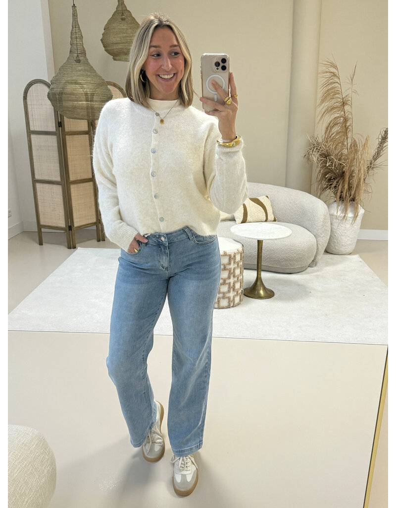 21Jewelz Cozy basic vestje met knopen - ecru