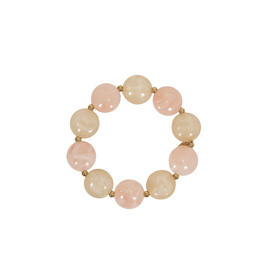 Statement armband met platte ronde kralen - ecru/roze