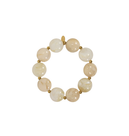 21Jewelz Statement armband met platte ronde kralen - ecru/beige