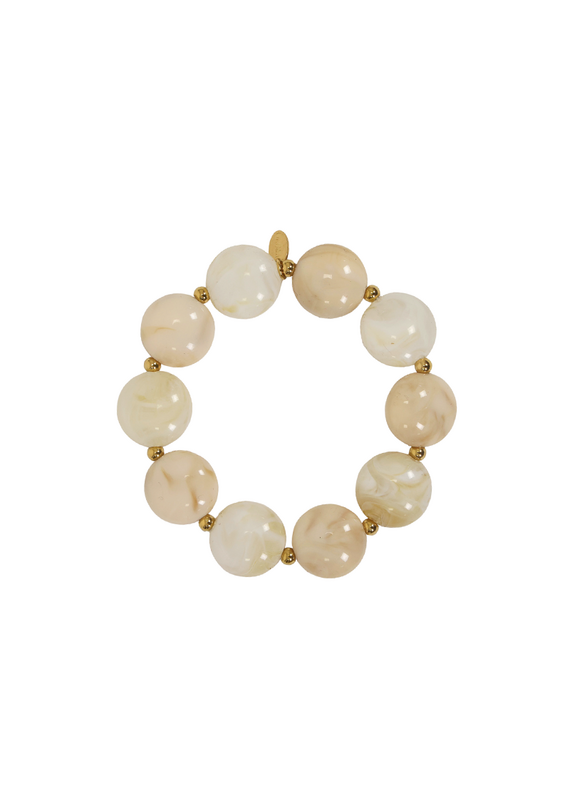 21Jewelz Statement armband met platte ronde kralen - ecru/beige