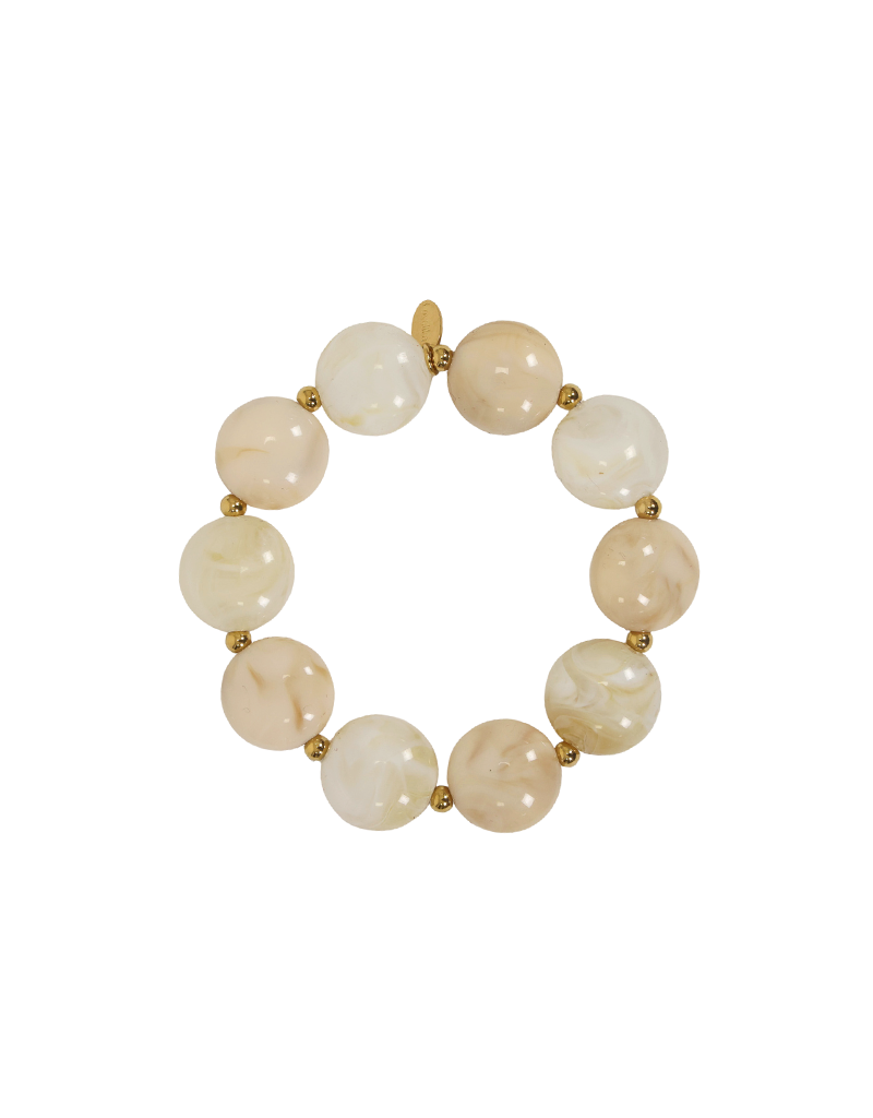 21Jewelz Statement armband met platte ronde kralen - ecru/beige