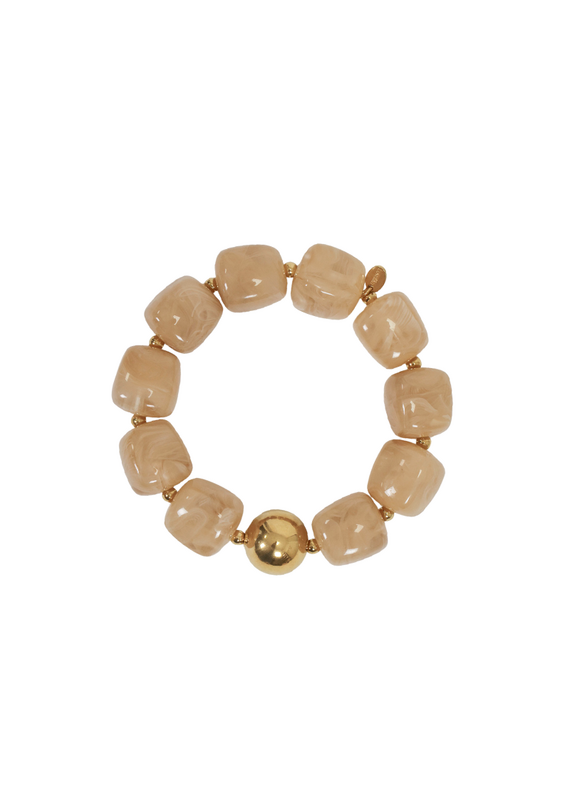 21Jewelz Statement armband met gouden details en kraal - donker beige