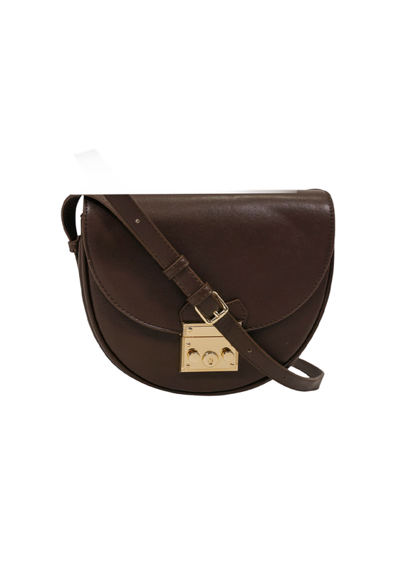 21Jewelz Halfronde tas met gouden sluiting - donkerbruin