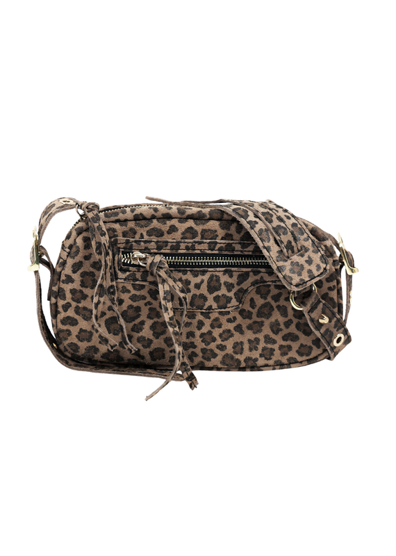 21Jewelz Suede tasje met hengsel - panterprint