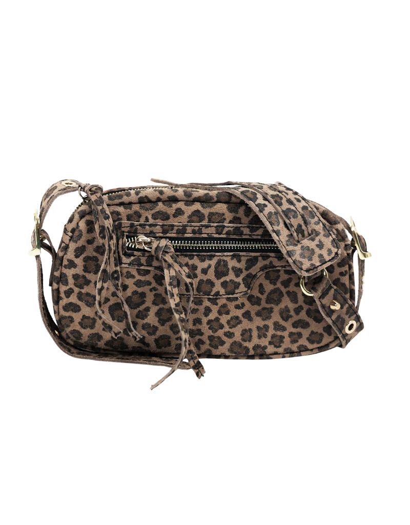 21Jewelz Suede tasje met hengsel - panterprint