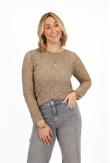 21Jewelz Kanten top met boothals - taupe