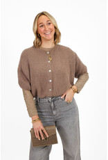 PRE ORDER Cropped vestje met knoopjes - bruin