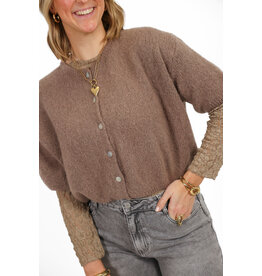 PRE ORDER Cropped vestje met knoopjes - bruin